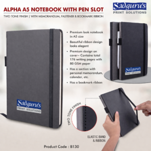 Alpha A5 Diary with Pen Slot – Two-Tone Executive Edition