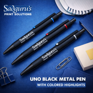 Uno Black Metal Pen with Coloured Highlights – Modern Contrast Edition