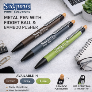 Medal Pen with Bamboo Pusher & Fidget Ball – Stress-Relief Writing Edition