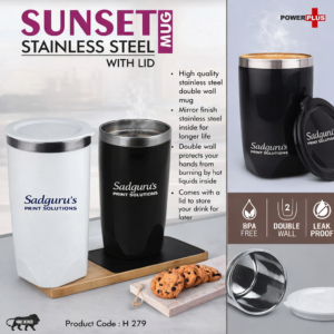 Sunset Stainless Steel Mug with Lid – Compact Everyday Edition