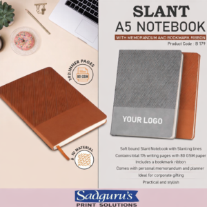 Slant A5 Notebook with Memorandum & Double Bookmark Ribbon