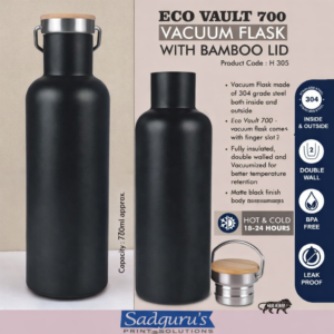 EcoVault 700ml Vacuum Flask with Bamboo Lid – Premium Eco Thermal Bottle