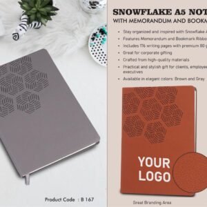 Snowflake A5 Diary with Memorandum & Bookmark Ribbon – Textured Softbound Edition