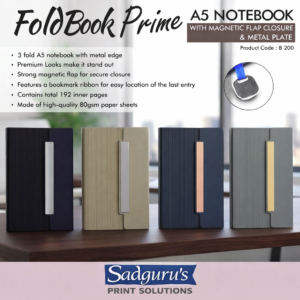 FoldBook Prime A5 Diary with Magnetic Flap & Metal Plate