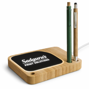 Zen Charge Glow Bamboo Wireless Charger – Illuminated Eco Tech Edition