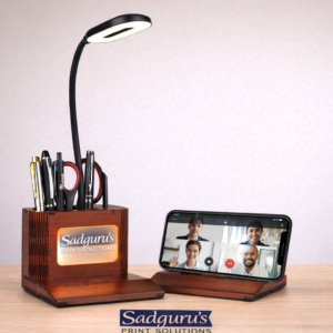 Power Glow Wooden 3-Step Dimmer Lamp