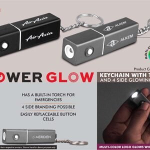 Power Glow Keychain with Torch – 4-Side Illuminated Branding Edition