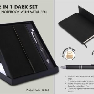 2 in 1 Dark Gift Set – Stealth Notebook & Metal Pen Combo